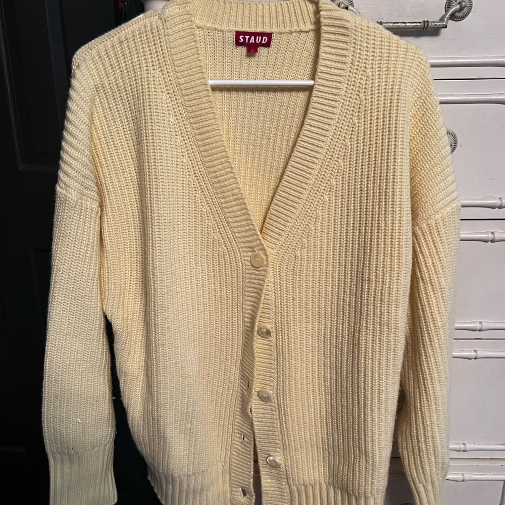 Staud Matilda Cardigan in Lemon Drop